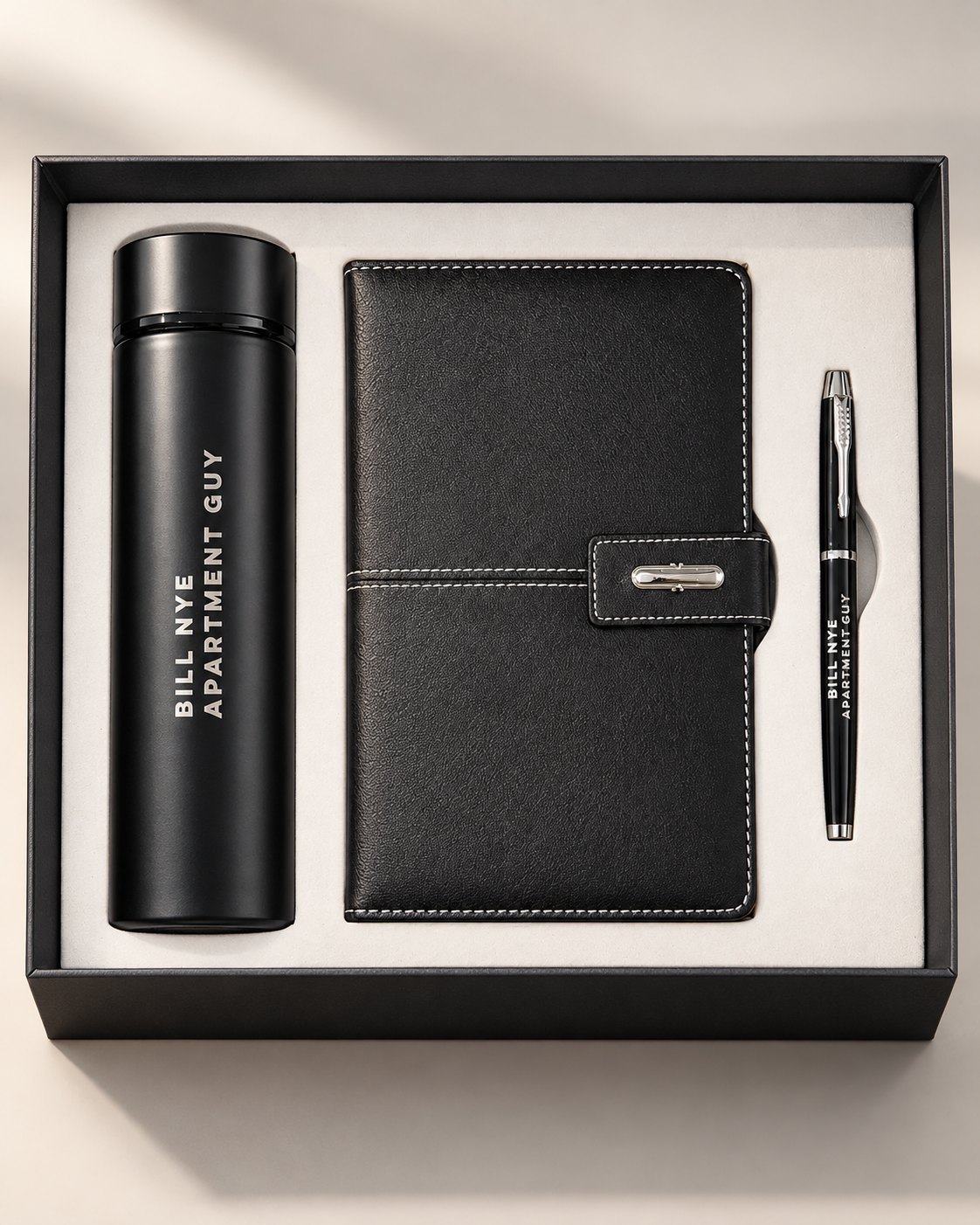 Personalized Executive Gift Set | Engraved Bottle, Journal & Pen