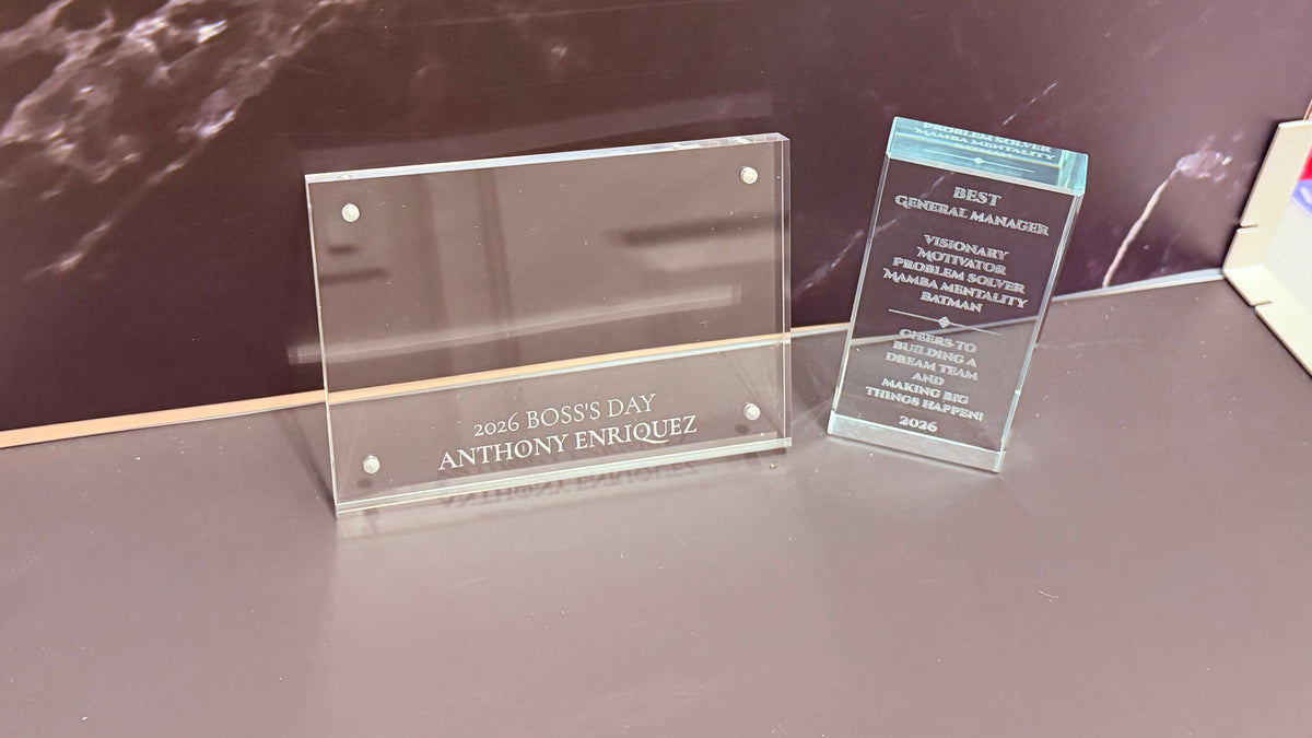 Personalized engraved glass keepsake, Best Boss desk gift - view 3