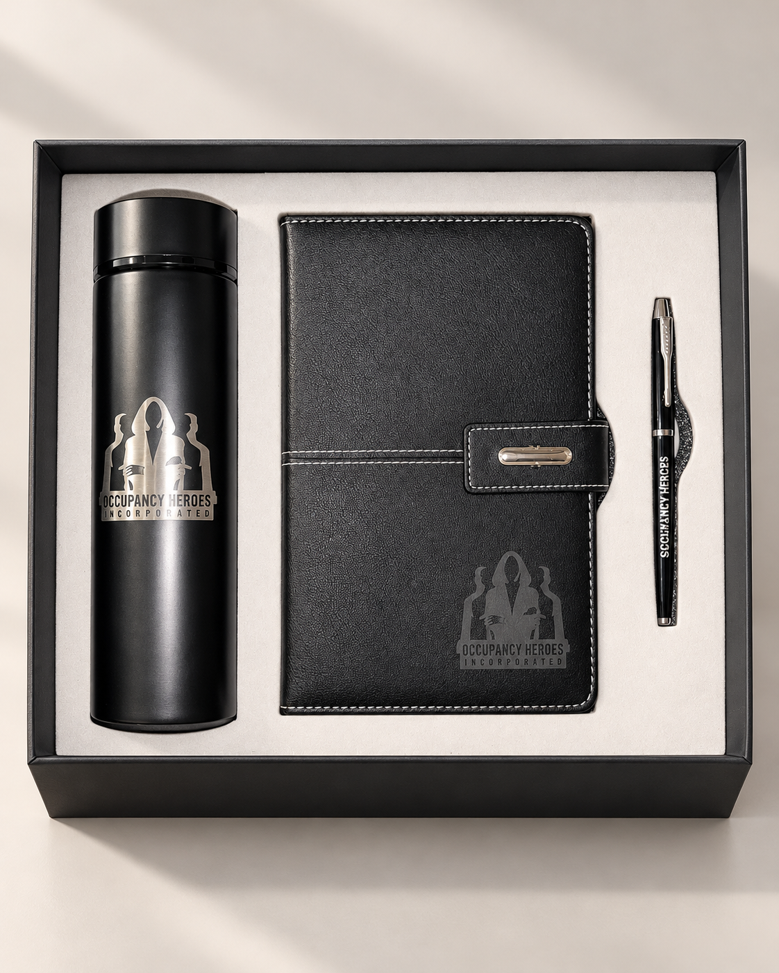 Personalized Executive Gift Set | Engraved Bottle, Journal & Pen