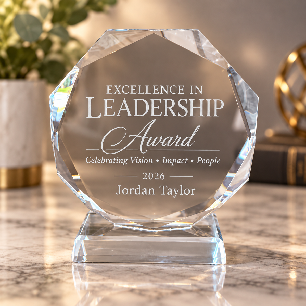 Custom engraved corporate recognition award