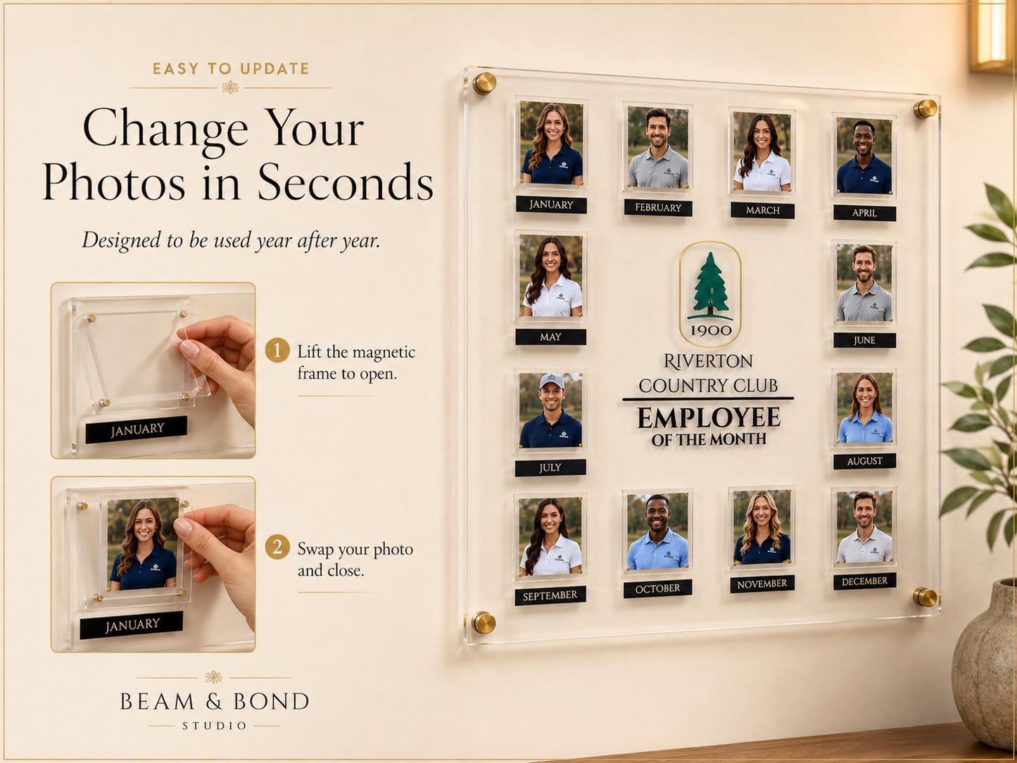Custom 24x24 Employee of the Month Recognition Board | Employee Directory with Photos (Copy)