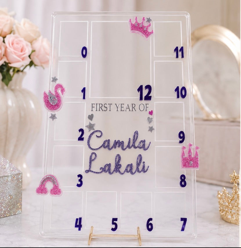 Personalized baby Name Sign & First Year Photo Board Bundle