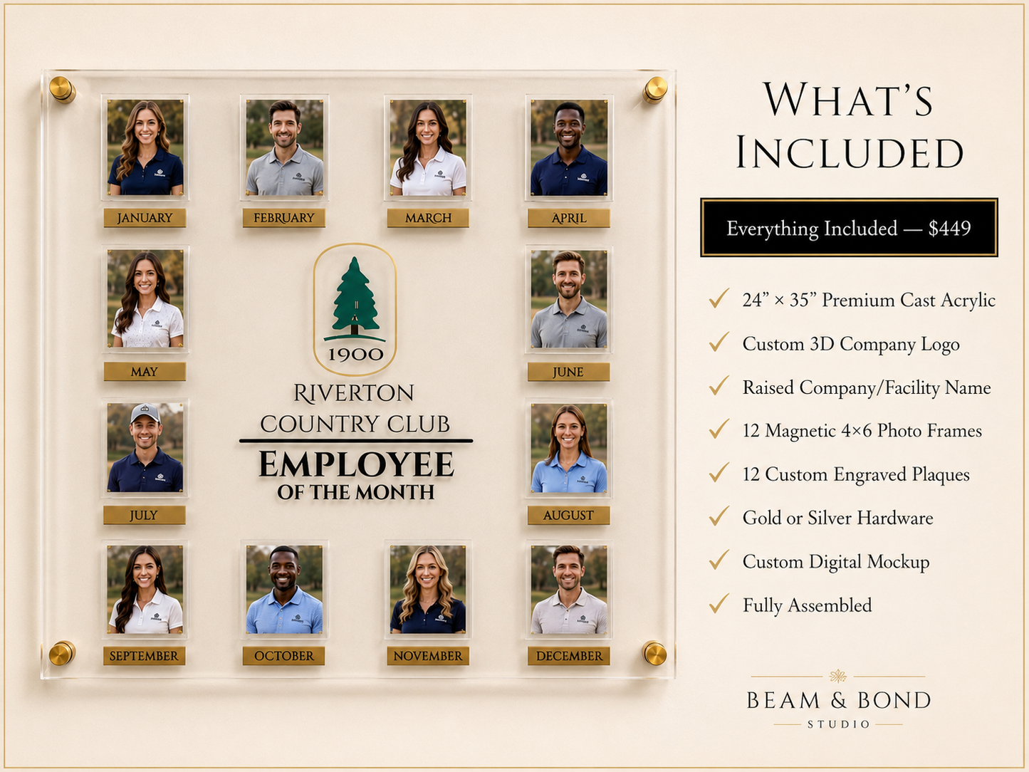 Custom 24x24 Employee of the Month Recognition Board | Employee Directory with Photos (Copy)