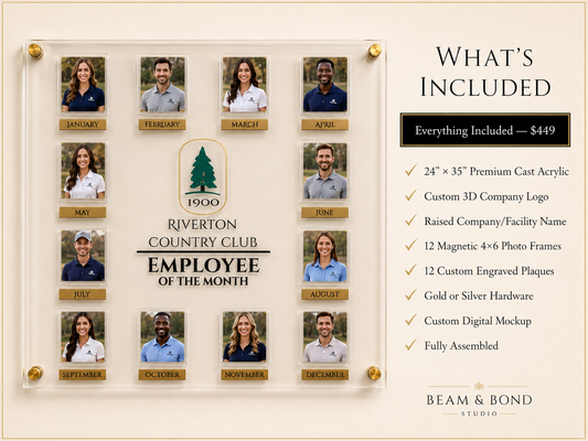 24x24 custom acrylic Employee of the Month board with slot photo frames - view 2