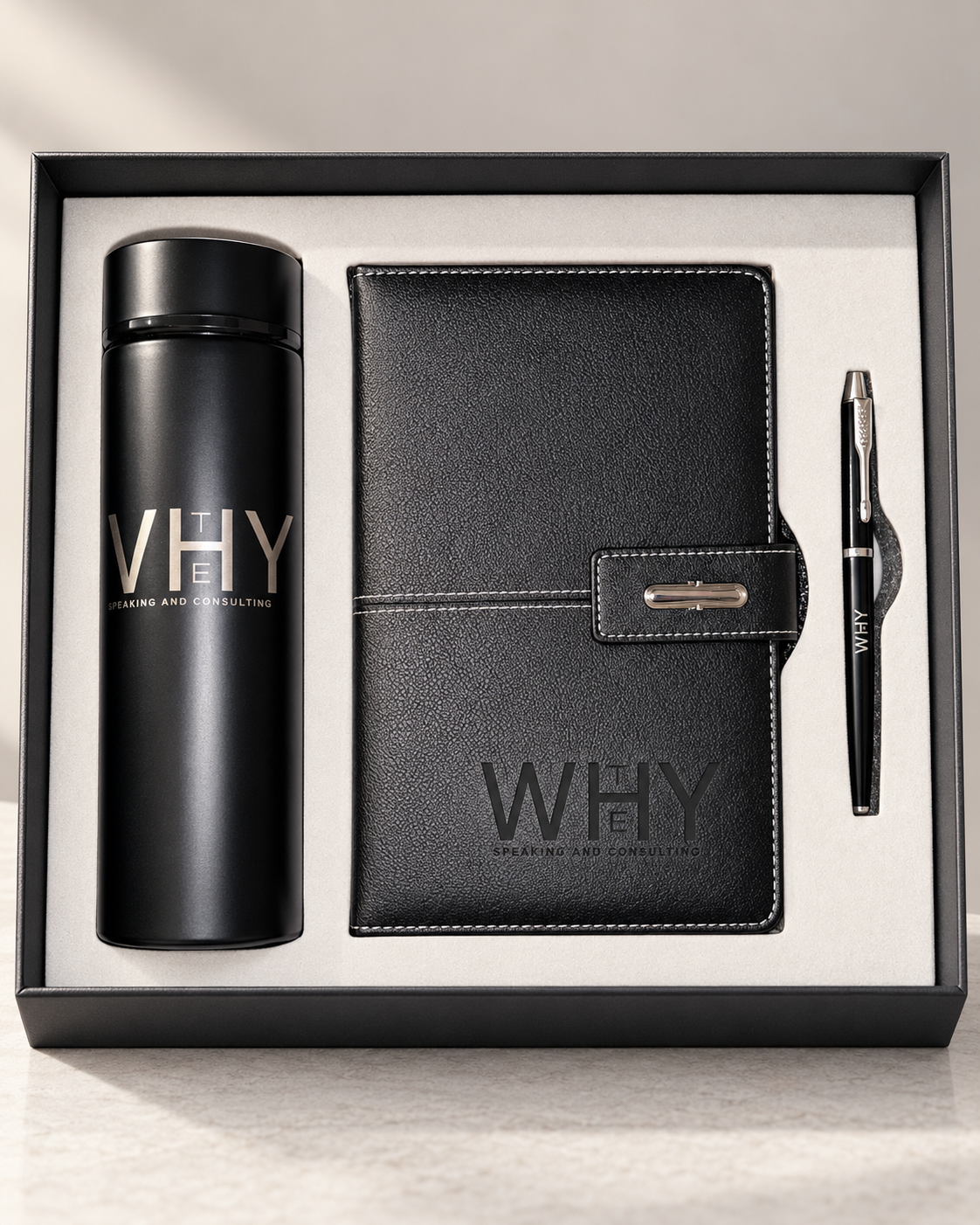 Personalized Executive Gift Set | Engraved Bottle, Journal & Pen