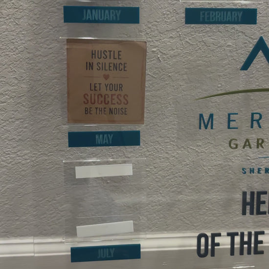24x24 custom acrylic Employee of the Month board with slot photo frames video
