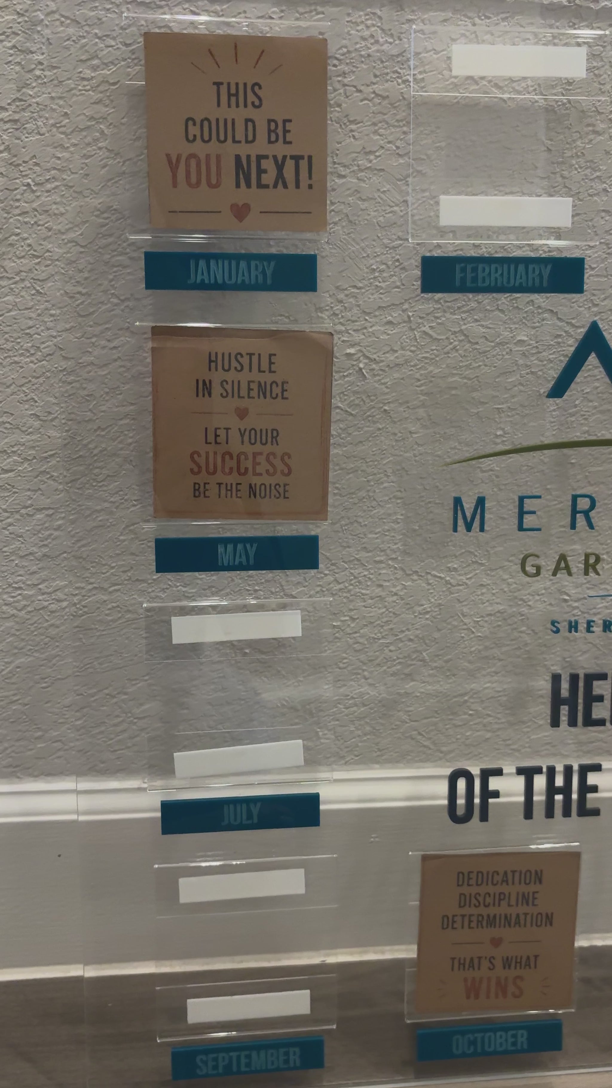 24x24 custom acrylic Employee of the Month board with slot photo frames video